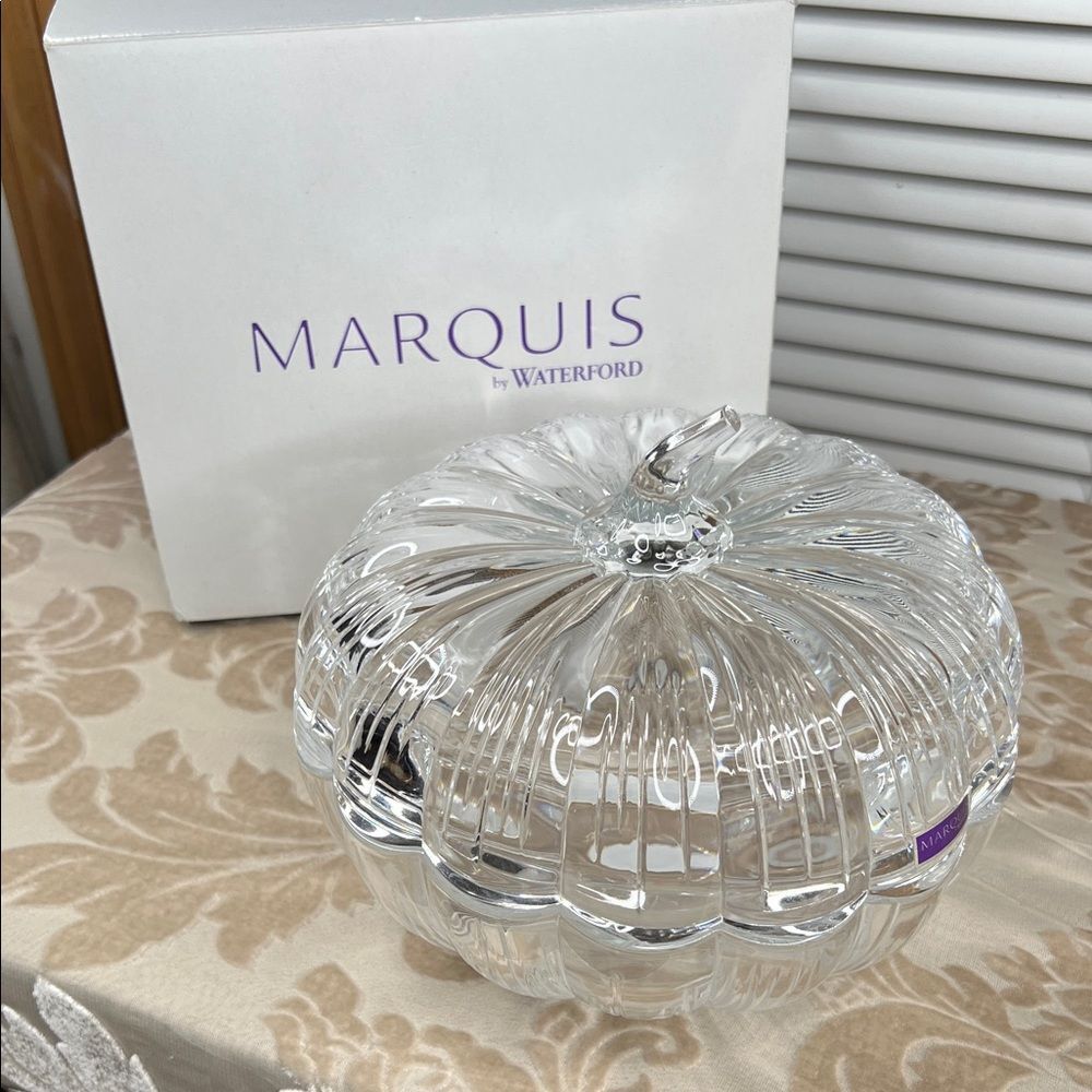 Marquis by Waterford Lead Crystal Pumpkin Candy Dish NIB